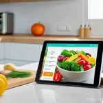 Home 2 맞춤형 영양과 인공지능의 활용 사례 - **Prompt 1: The Smart Kitchen Assistant**
"A bright, modern kitchen interior bathed in warm natu...