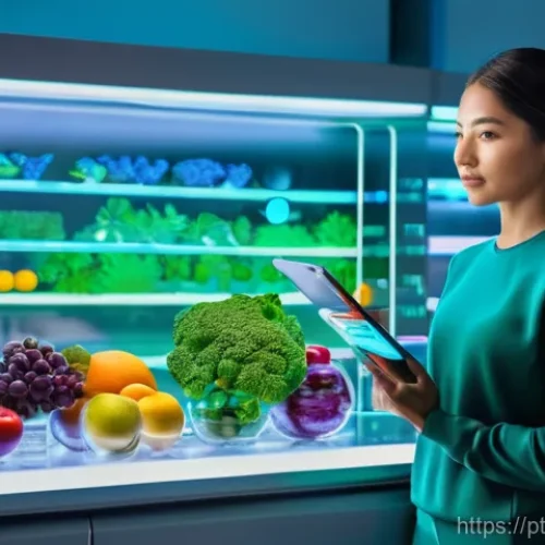 Home 1 식사 패턴에 따른 맞춤형 영양 계획 - **Prompt:** A bright, clean, and futuristic laboratory or research setting. A diverse woman in her l...