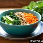 Home 19 소화 건강을 위한 맞춤형 식단 - A vibrant and colorful kitchen scene featuring a variety of fiber-rich foods arranged on a wooden ta...