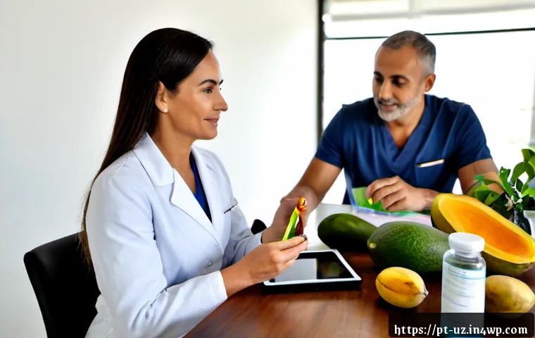Home 17 맞춤형 영양의 과학적 근거 - Photorealistic nutrition science consultation in a modern Brazilian wellness clinic, a diverse middl...